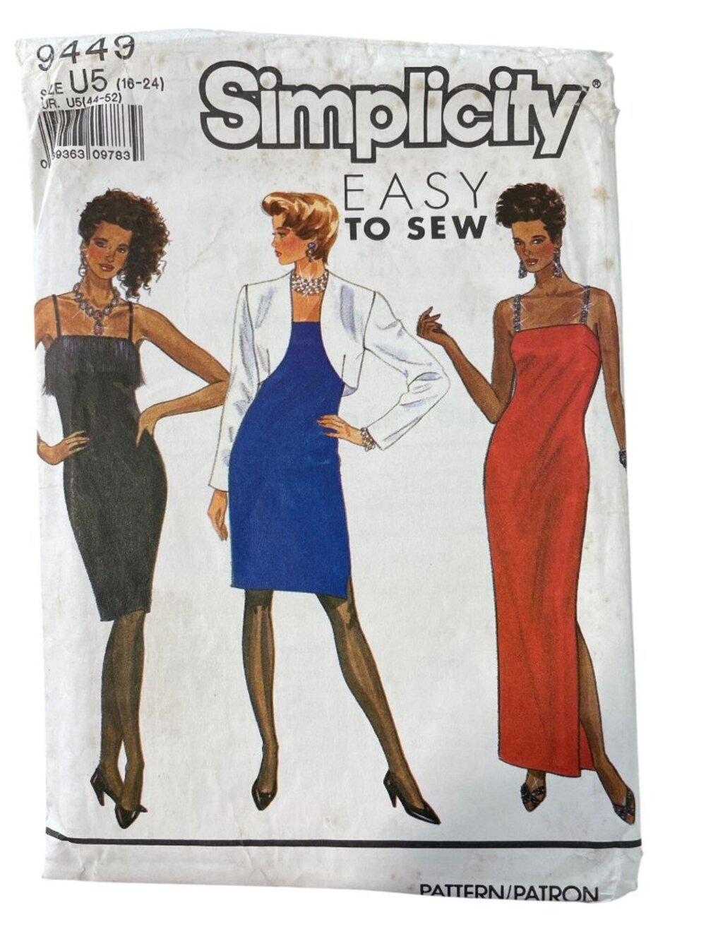 Vintage 90s Simplicity 9449 Sewing Pattern Sizes 16-24 Misses Dress & Jacket CUT